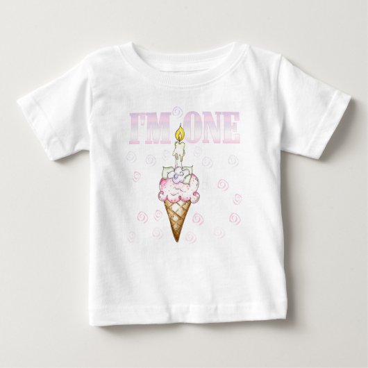 カップケーキの円錐形私は1才です ベビーTシャツ (正面)