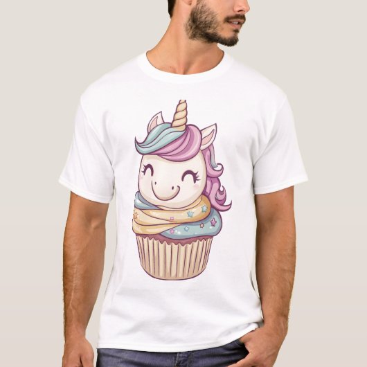 カップケーキの可愛いユニコーン (1) Tシャツ (正面)