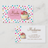 カップケーキの名刺のかわいい水玉模様 名刺 (正面/裏面)