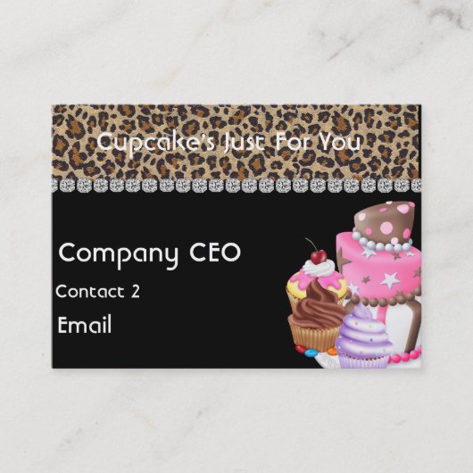 カップケーキの名刺のチータのアニマルプリント 名刺 (正面)