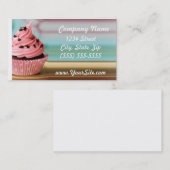 カップケーキの名刺のピンクの渦巻 名刺 (正面/裏面)