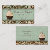 カップケーキの名刺の王冠のミントのブラウンのヴィンテージ 名刺 (正面/裏面)