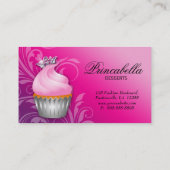 カップケーキの名刺の王冠の上品なピンクの紫色 名刺 (裏面)