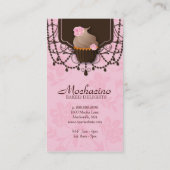 カップケーキの名刺の花のピンクのブラウンの真珠 名刺 (裏面)