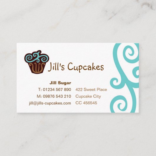 カップケーキの名刺(青い) 名刺 (正面)