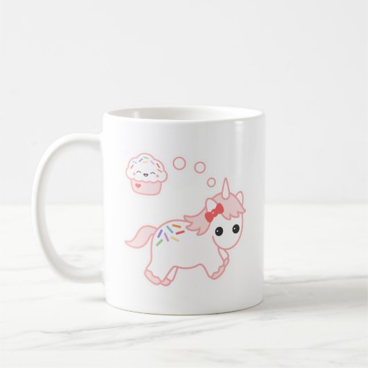 カップケーキの夢のユニコーン コーヒーマグカップ (左)