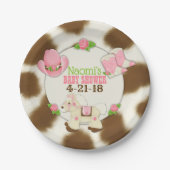 カップケーキの女性のカーボーイの女の赤ちゃんのシャワー7"紙皿 ペーパープレート (正面)