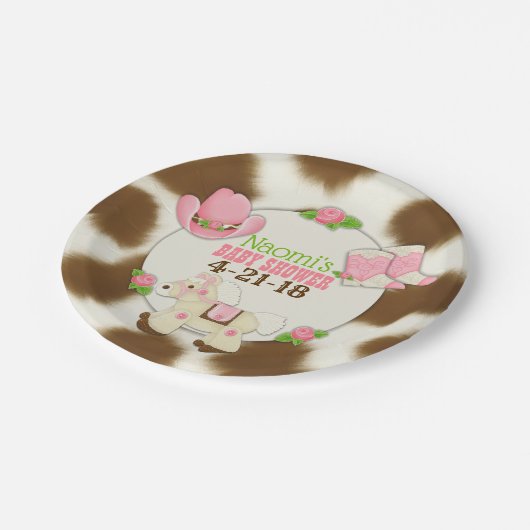 カップケーキの女性のカーボーイの女の赤ちゃんのシャワー7"紙皿 ペーパープレート