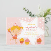 カップケーキの妖精の誕生日パーティーの招待 招待状 (スタンド正面)