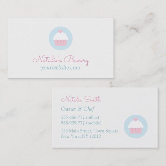 カップケーキの小さいハートのペストリーのベーカリーの名刺 名刺 (正面/裏面)