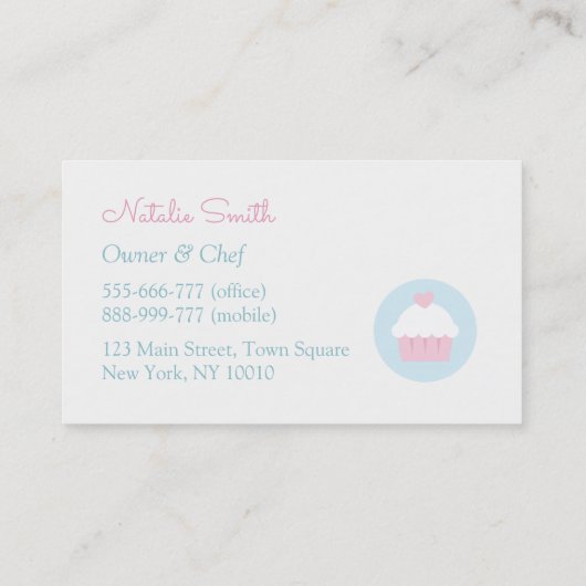 カップケーキの小さいハートのペストリーのベーカリーの名刺 名刺 (裏面)