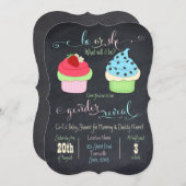 カップケーキの性はシャワーの招待を明らかにします 招待状 (正面/裏面)
