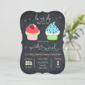 カップケーキの性はシャワーの招待を明らかにします 招待状 (スタンド正面)