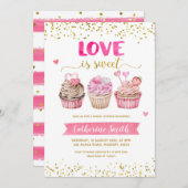 カップケーキの愛が甘いブライダルシャワーの招待 招待状 (正面/裏面)
