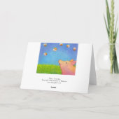 カップケーキの愛らしいクレヨンの芸術のブタの夢 カード (裏面)