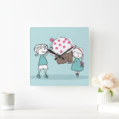 カップケーキの愛 スクエア壁時計 (ホーム)