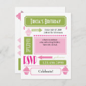 カップケーキの招待状 インビテーションポストカード (正面/裏面)