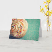 カップケーキの挨拶状を振りかけます カード (黄色い花)