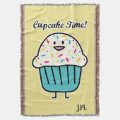 カップケーキの時間はとの甘いデザートのフォンダンを振りかけます スローブランケット (正面縦)
