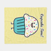 カップケーキの時間はとの甘いデザートのフォンダンを振りかけます フリースブランケット (正面(横))