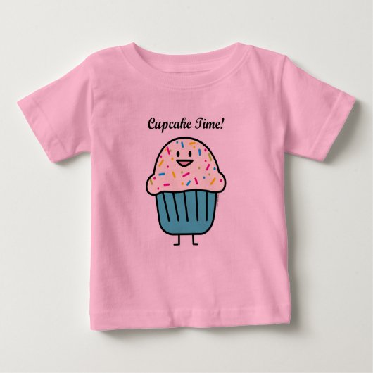 カップケーキの時間はとの甘いデザートのフォンダンを振りかけます ベビーTシャツ (正面)