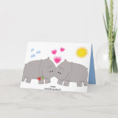 カップケーキの猫が食べいるかわいいバースデーカード カード (裏面)