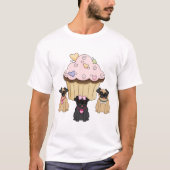 カップケーキの甘いパグ犬 Tシャツ (正面)