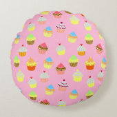 カップケーキの紙吹雪 ラウンドクッション (正面)