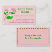 カップケーキの花の名刺及びクーポン 割引カード (正面/裏面)