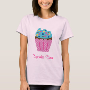 カップケーキの花型女性歌手のワイシャツ Tシャツ