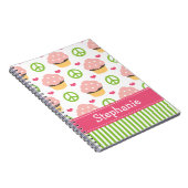 カップケーキの螺線形ノートジャーナル平和愛 ノートブック (右側)