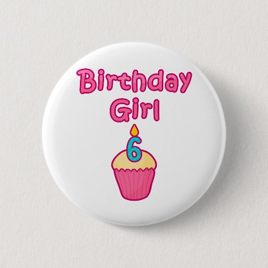 カップケーキの誕生日の女の子6 缶バッジ (正面)