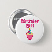 カップケーキの誕生日の女の子6 缶バッジ (正面&裏面)