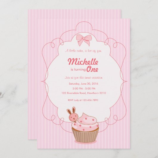 カップケーキの誕生日の招待状/カップケーキの招待状 招待状 (正面/裏面)