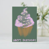 カップケーキの誕生日の願い カード (スタンド正面)