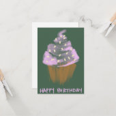 カップケーキの誕生日の願い カード (正面/裏面インサイチュ)