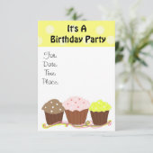 カップケーキの誕生日パーティー 招待状 (スタンド正面)