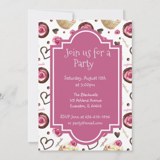 カップケーキの赤ちゃんシャワー 招待状 (正面)