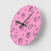 カップケーキは柱時計の輪郭を描きます ラウンド壁時計 (傾斜)