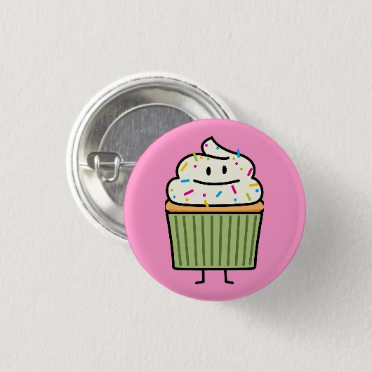 カップケーキは甘いコップのデザートを凍らすバニラを振りかけます 缶バッジ (正面&裏面)