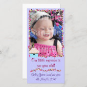 カップケーキは誕生日の写真カードを振りかけ、 案内状 (正面/裏面)