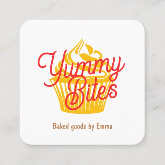 カップケーキまたはクッキー スクエア名刺 (正面)