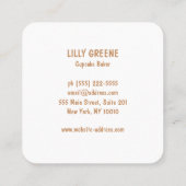 カップケーキまたはクッキー スクエア名刺 (裏面)