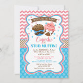 カップケーキまたはスタッドのマフィンの性は招待状を明らかにします 招待状 (正面)