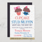 カップケーキまたはスタッドマフィンベビーシャワー招待状 招待状 (正面/裏面)