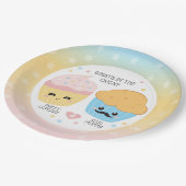 カップケーキまたはスタッドマフィン性別の表示 ペーパープレート (アングル)