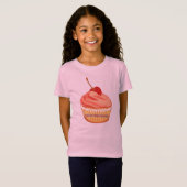 カップケーキよりも甘いピンクの女の子Tシャツ Tシャツ (正面フル)