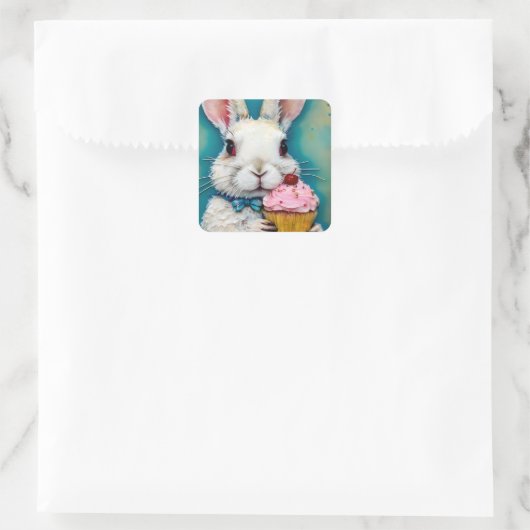 カップケーキを入れたバニー スクエアシール (バッグ)