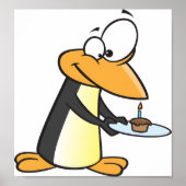 カップケーキを持つペンギンのポスター ポスター (正面)