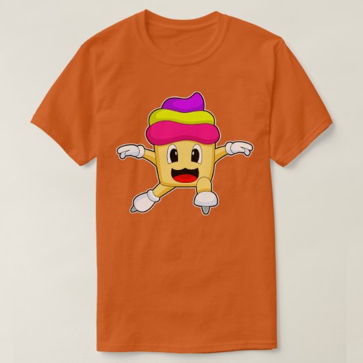 カップケーキアイススケートで滑るアイススケート Tシャツ (デザイン正面)
